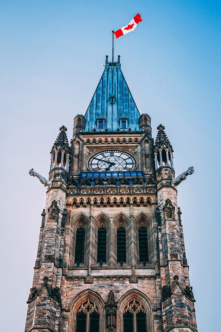 Peace Tower of the Canadian Parliament in Ottawa, ON